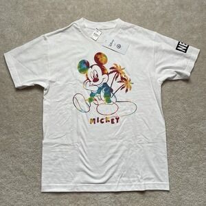 Disney X Neff T-Shirt Medium White Mickey Mouse Palm Trees Tye Dye NWT